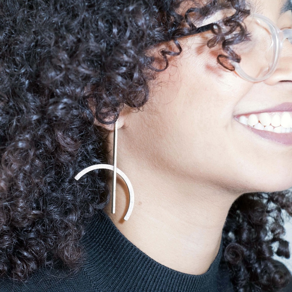 ceme _ metal 3d printed asymmetrical earrings